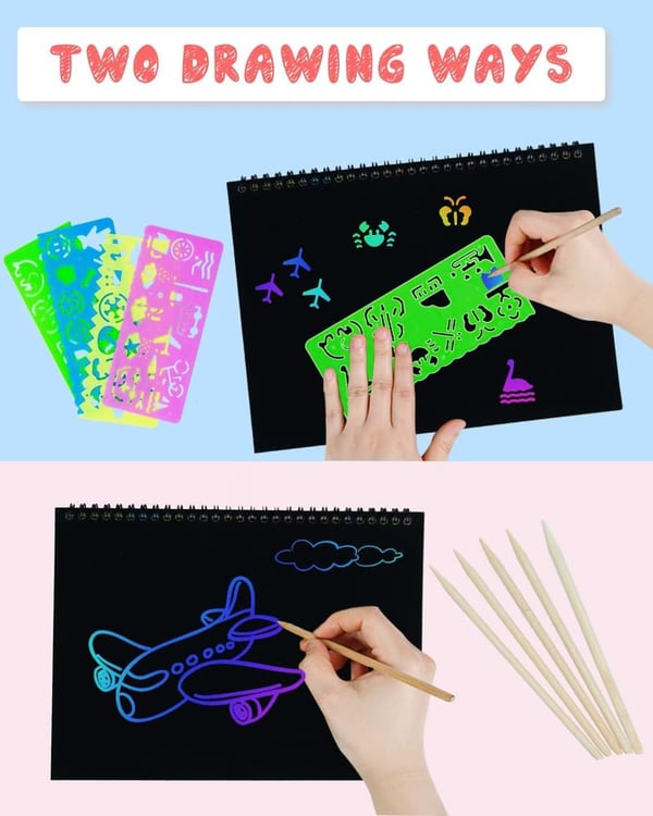 Rainbow Scratch Paper Art Kit for Kids Ages 4-12