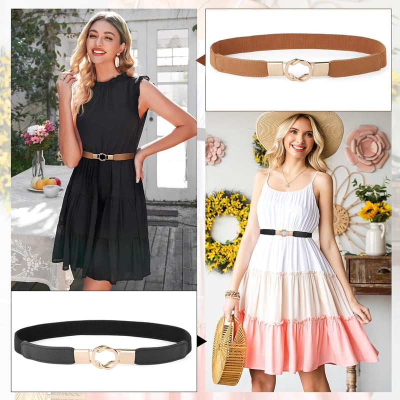 Retro Stretch Plus Size Skinny Belts Set for Women