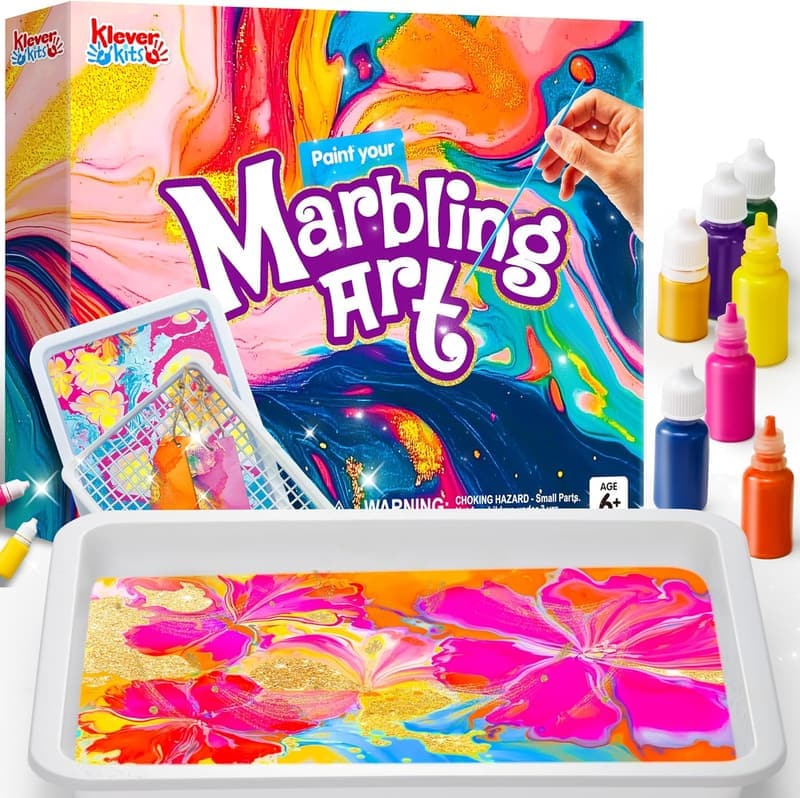 Metallic Gold Marbling Paint Kit for Kids Aged 6-12
