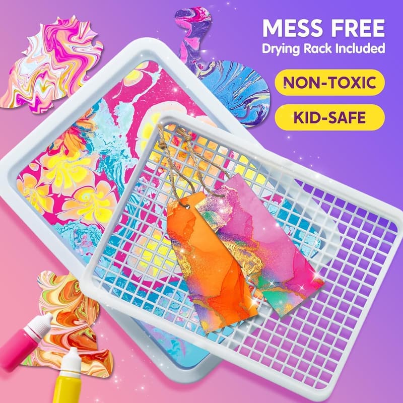 Metallic Gold Marbling Paint Kit for Kids Aged 6-12