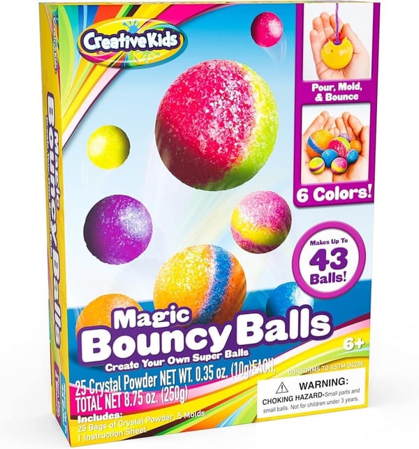 DIY Magic Bouncy Balls Science Kit for Kids - 25 Multicolor Bags