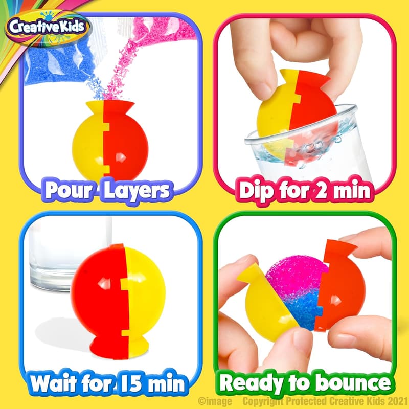 DIY Magic Bouncy Balls Science Kit for Kids - 25 Multicolor Bags