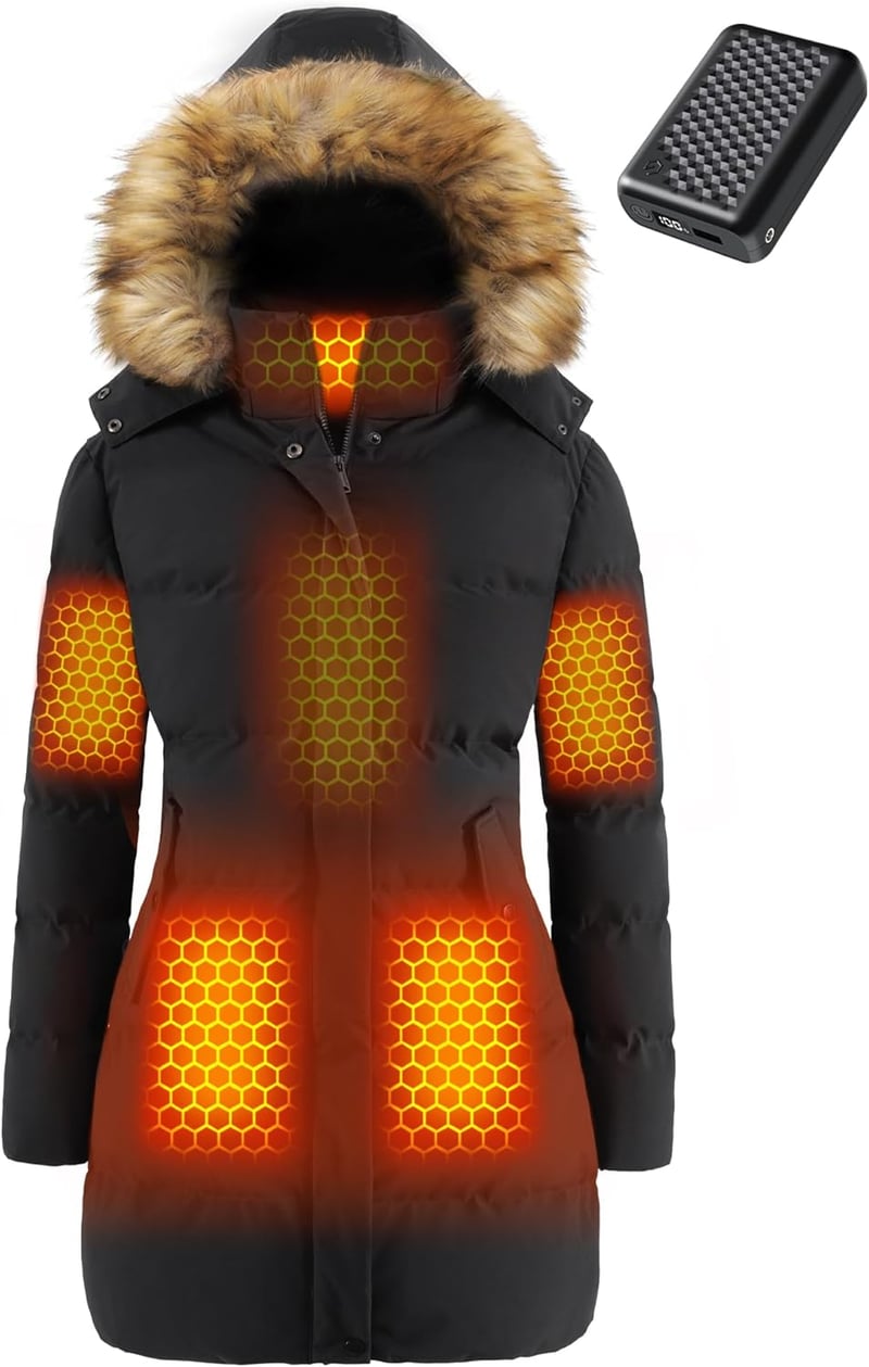 12V Graphene Heated Jacket for Women - Fast Charge, 18400mAh
