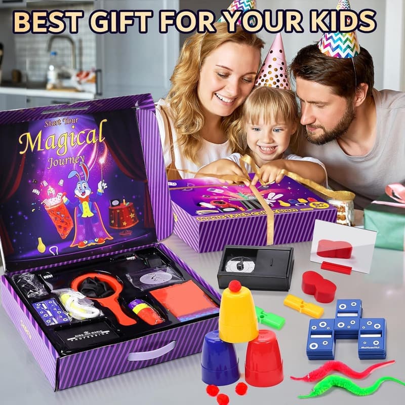 Magic Kit with 75+ Tricks for Kids Age 6-8 - Great Birthday Gift