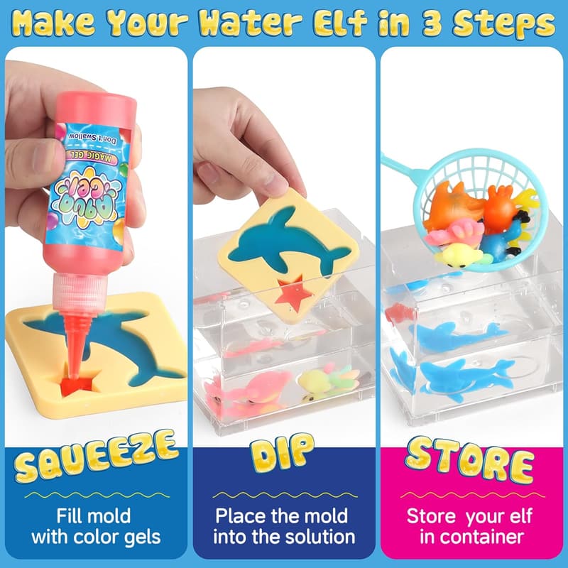 Aqua Fairy Magic Gel Toy Kit with 20 Animal Molds for Kids