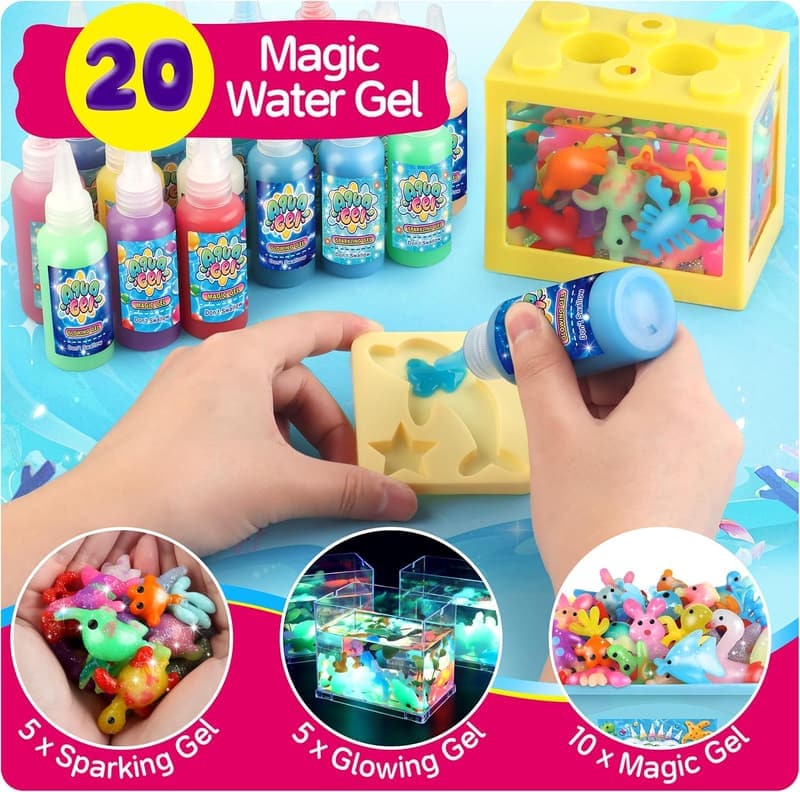 Aqua Fairy Magic Gel Toy Kit with 20 Animal Molds for Kids