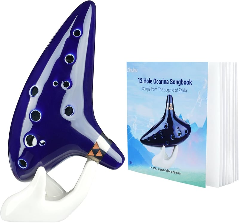 Zelda Ocarina with Song Book & Stand - Gift for Fans