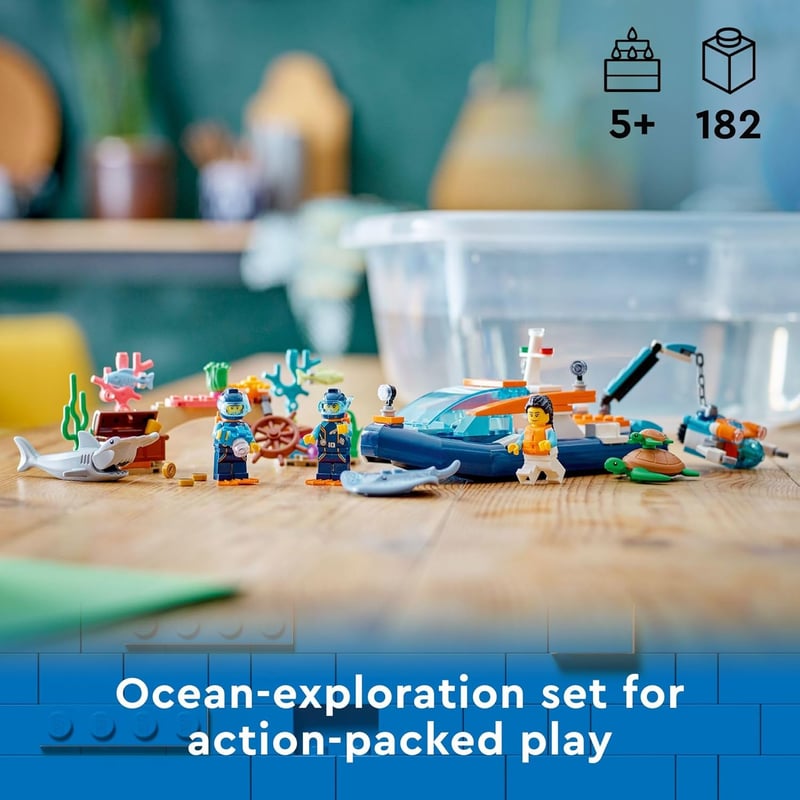 LEGO City Explorer Diving Boat Set with Coral Reef and 6 Figures