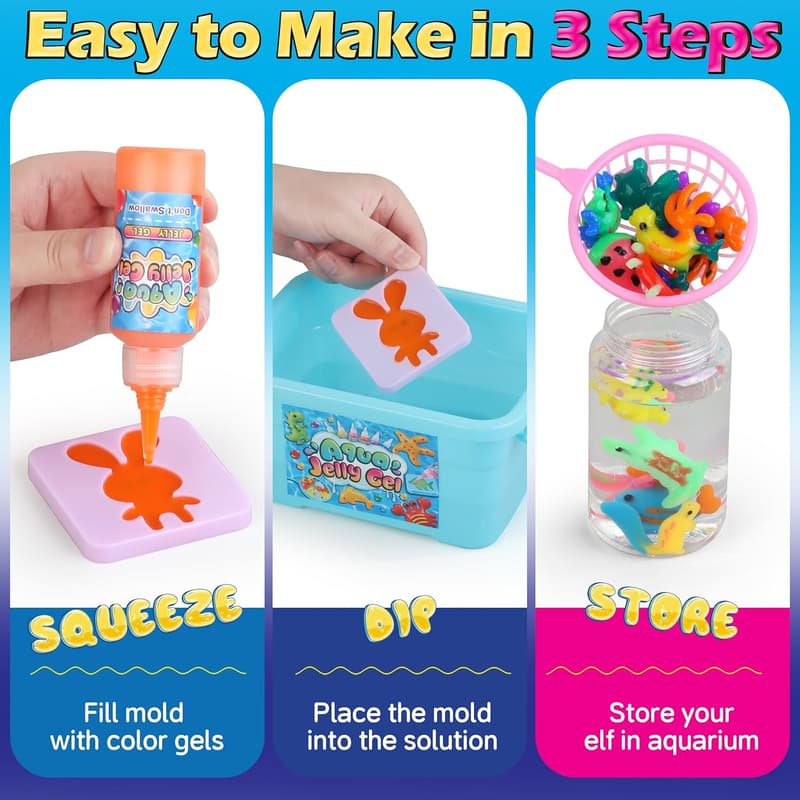 Aqua Fairy Gel Toy Kit for Kids - 10 Animal Molds & Gels