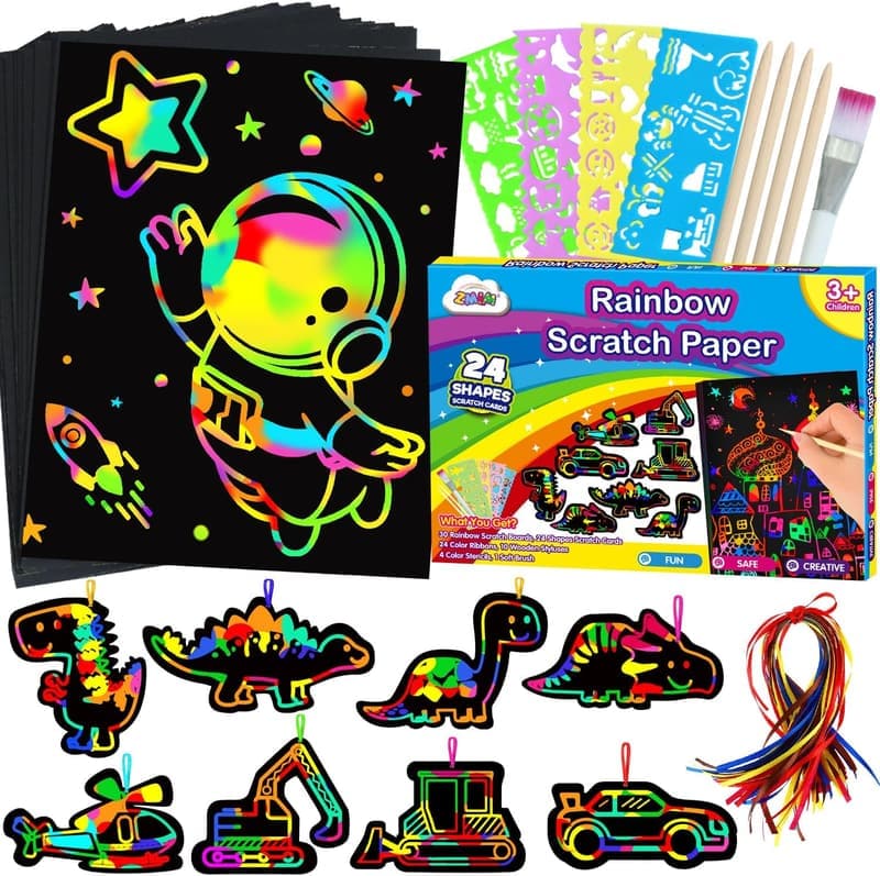 Rainbow Magic Scratch Paper Art Set for Kids - Craft Activity