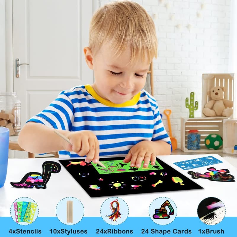 Rainbow Magic Scratch Paper Art Set for Kids - Craft Activity