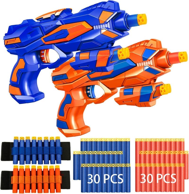 Easter Basket Blaster Guns with 60 Foam Darts for Kids