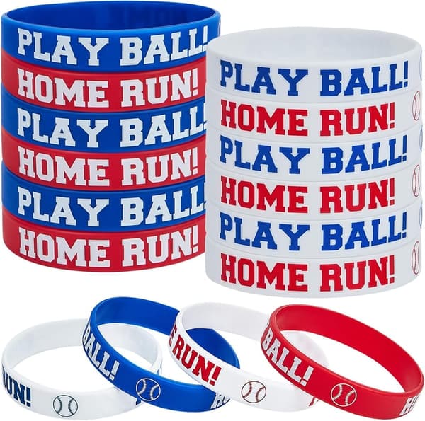 Baseball Silicone Wristbands Party Favors (24 Pieces)