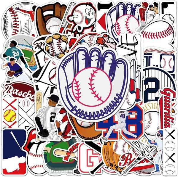Baseball Stickers - 50 Waterproof Vinyl Decals for Kids & Teens
