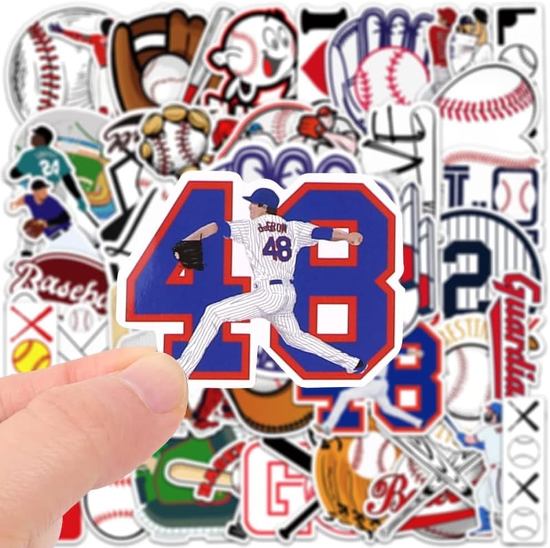 Baseball Stickers - 50 Waterproof Vinyl Decals for Kids & Teens