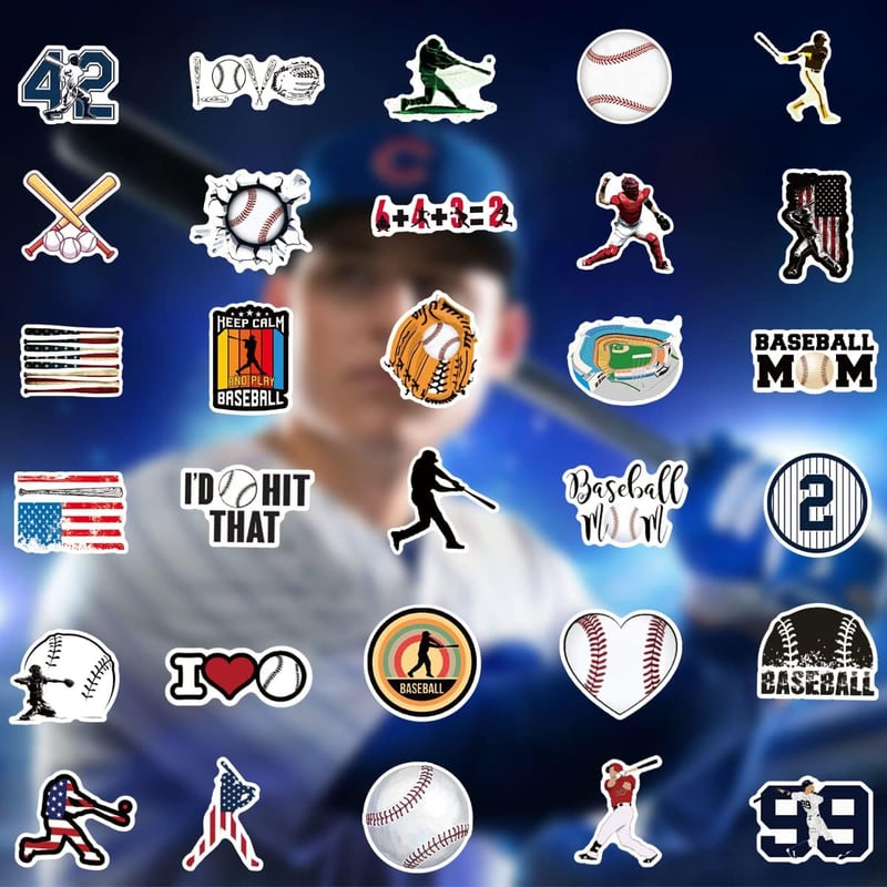 Baseball Stickers - 100 PCS Sports Design for Kids' Gifts