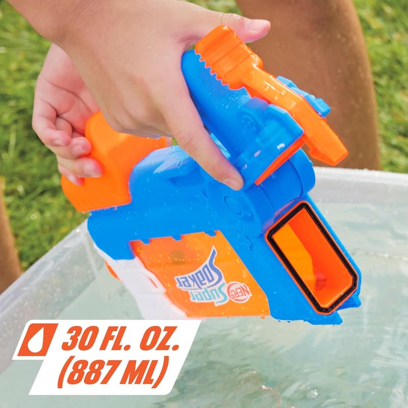 Nerf Super Soaker Flip Fill Water Blaster – 30 oz, 4 Spray Styles