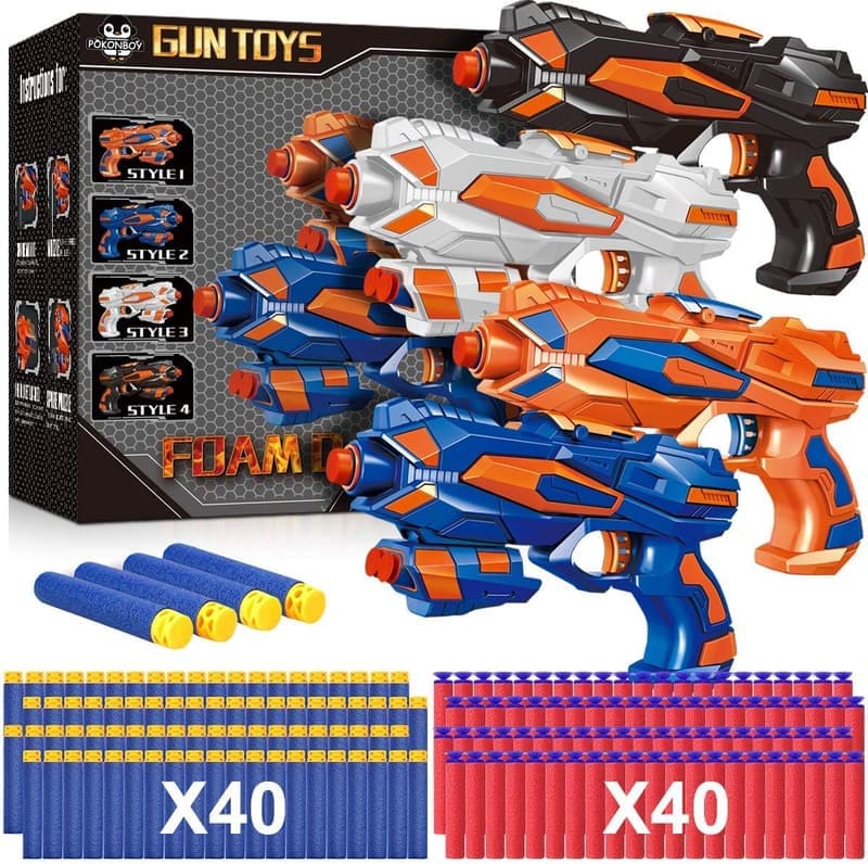 Blaster Guns Set with 80 Foam Darts - Perfect Birthday Toy for Kids