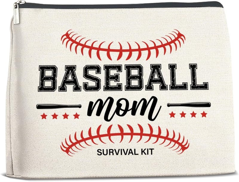 Baseball Mom Makeup Bag - Travel Cosmetic Pouch for Women