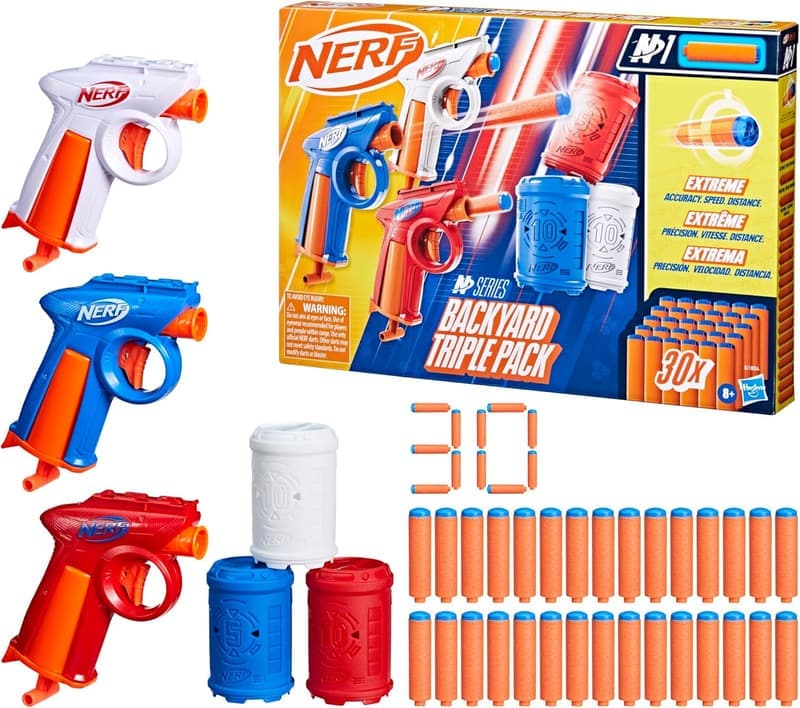 NERF N Series Backyard Triple Pack: 3 Blasters, 3 Targets, 30 Darts