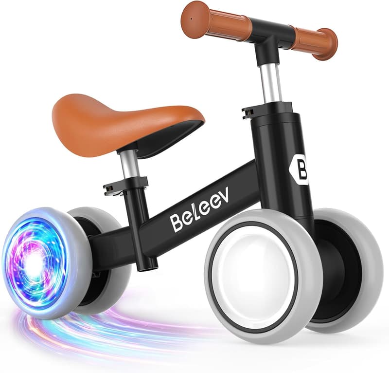 Colorful Toddler Balance Bike with Light-Up Wheels