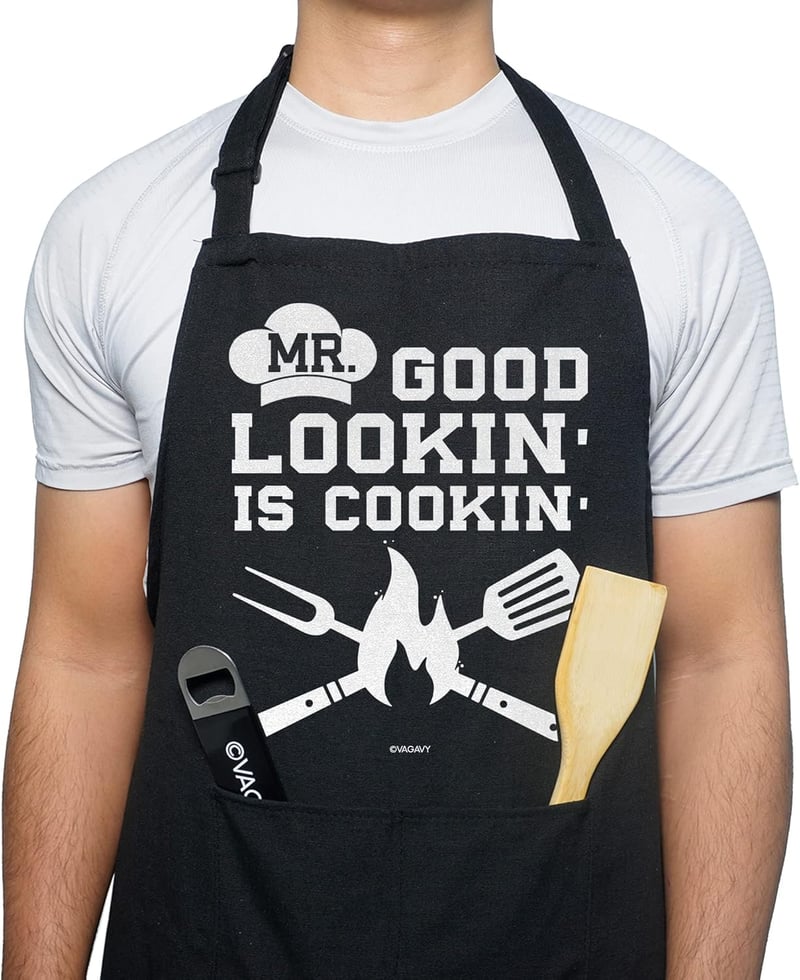 Funny Black Cotton Apron for Men's Birthday or Father's Day Gifts
