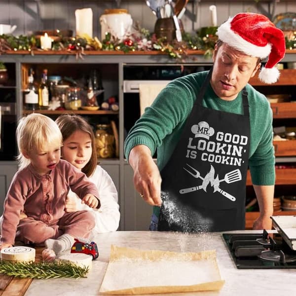 Funny Black Cotton Apron for Men's Birthday or Father's Day Gifts
