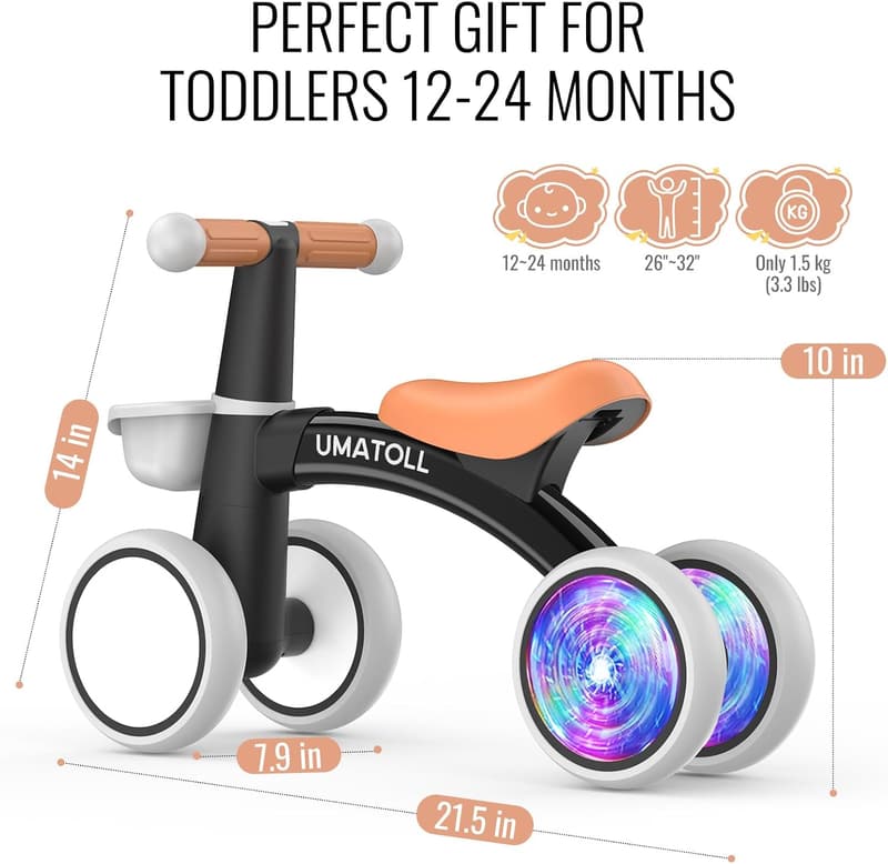 Adjustable Baby Balance Bike Toy for 1-Year-Old Boys