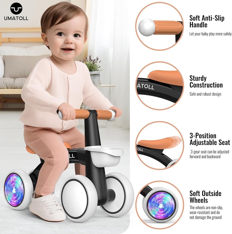 Adjustable Baby Balance Bike Toy for 1-Year-Old Boys