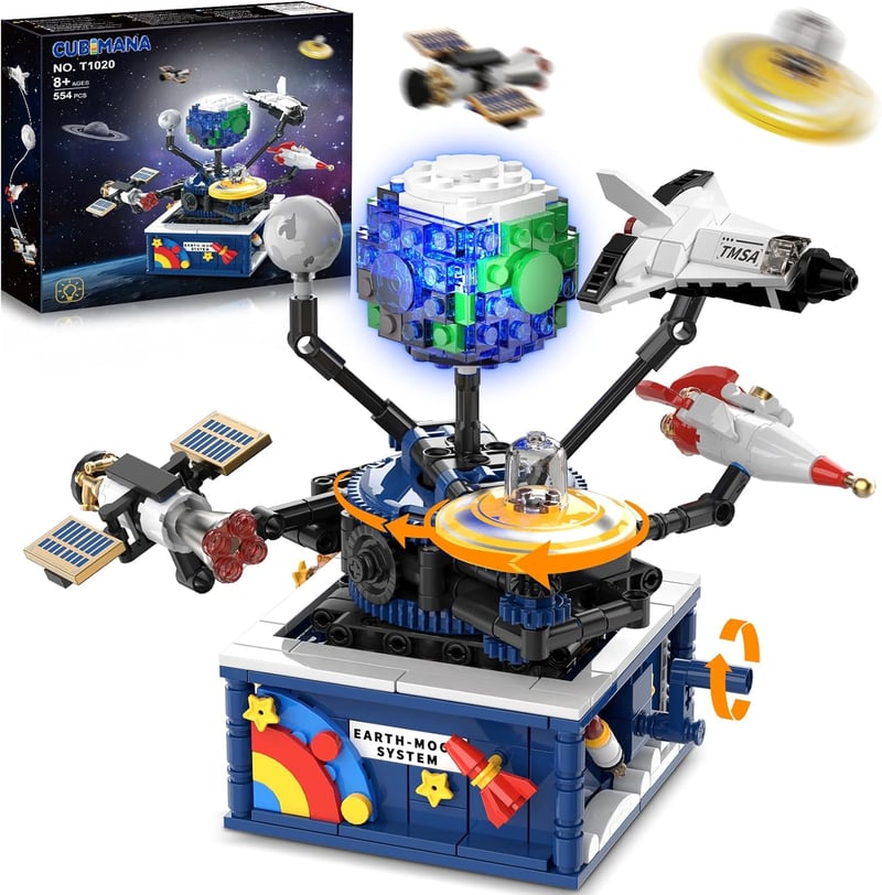 Rotatable Earth & Moon Space Building Set for Kids 8+