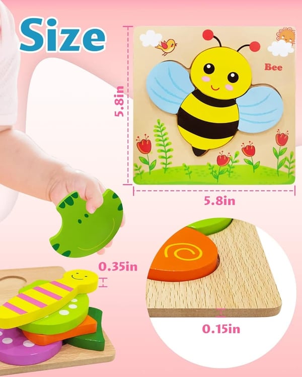Animal Wooden Puzzle Toys for Toddlers - Educational Gift for Ages 1-3