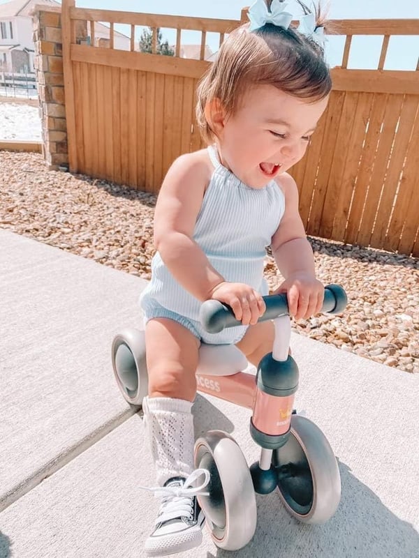 1st Birthday Baby Balance Bike - 4-Wheel Ride-On Toy for Girls