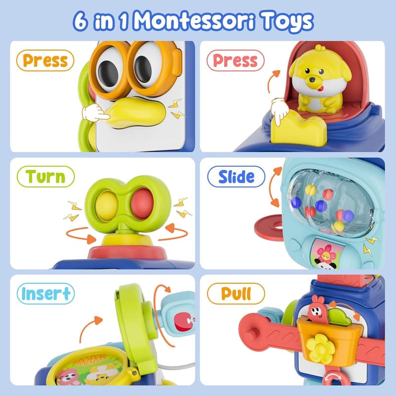Sensory Montessori Busy Cube for 1-3 Year Olds