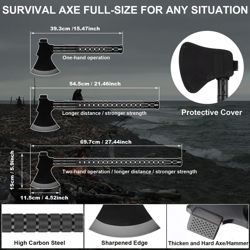 Camping Folding Survival Shovel and Axe Set with Storage Pouch