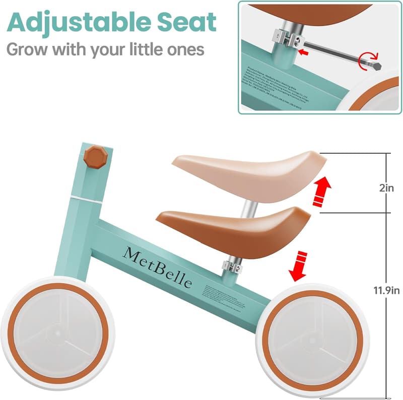 Colorful Baby Balance Bike for 1-Year-Olds, 10-24 Months