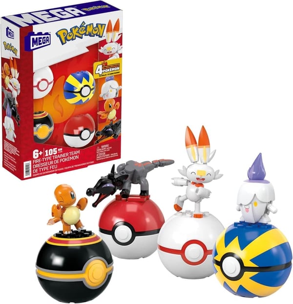 Fire-Type Pokémon Building Set with 105 Pieces for Kids