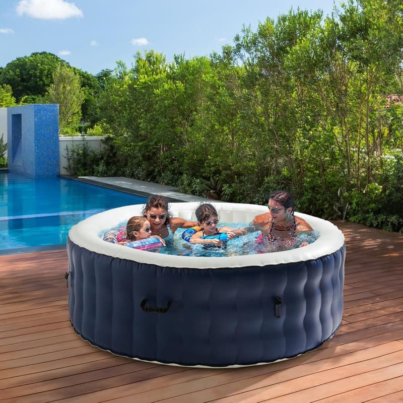 Portable 4-6 Person Inflatable Hot Tub with 120 Air Jets