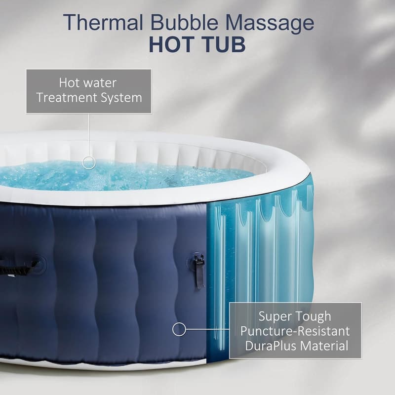 Portable 4-6 Person Inflatable Hot Tub with 120 Air Jets