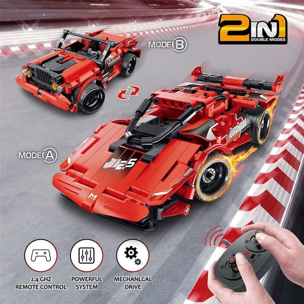 STEM Building Toy: 2-in-1 Remote Control Racing Car for Kids