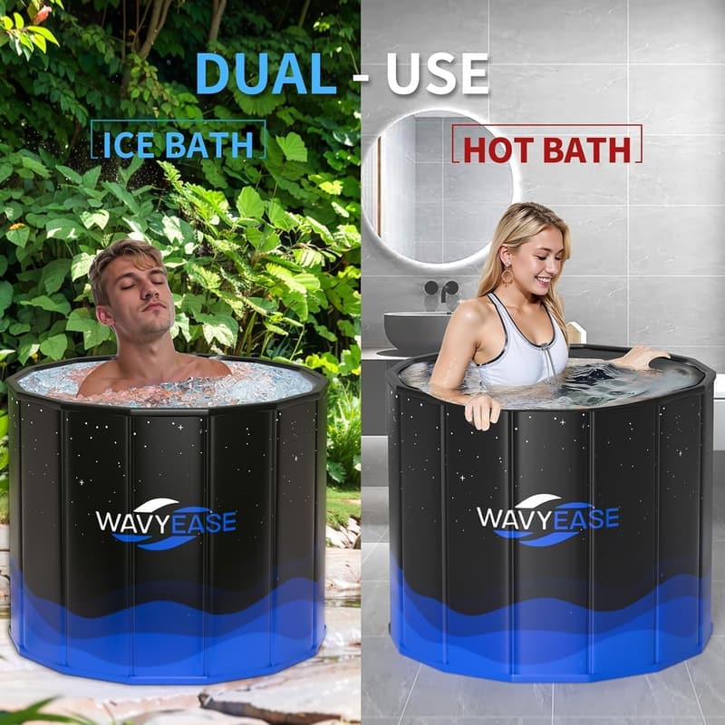 Portable Foldable Bath Tub for Adults - Collapsible Ice Plunge Tub