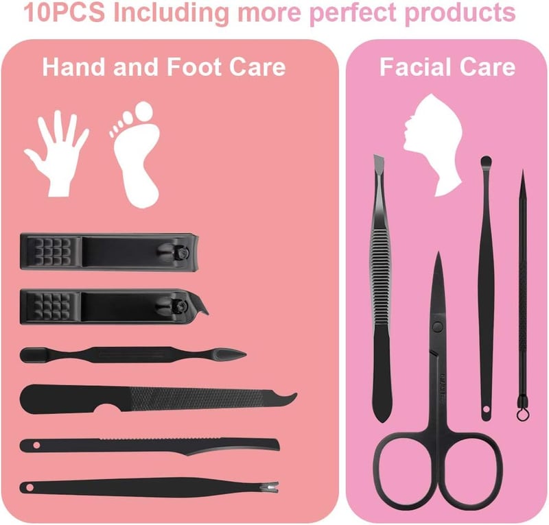 Men's Grooming Manicure Kit - 10PCS Nail Care Set