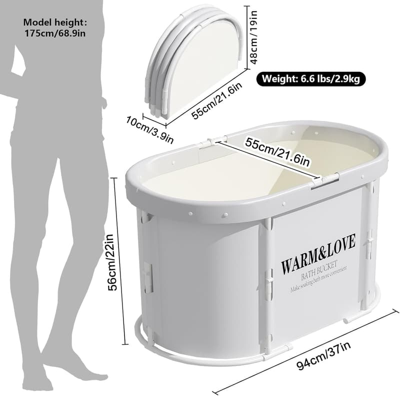 Foldable Soaking Bathtub for Adults & Kinderen - 37''x21.6''x22''