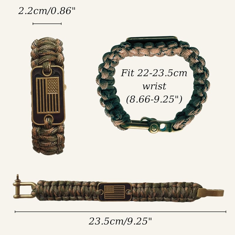 Tactical Survival Paracord Bracelet for Men - Green Camo