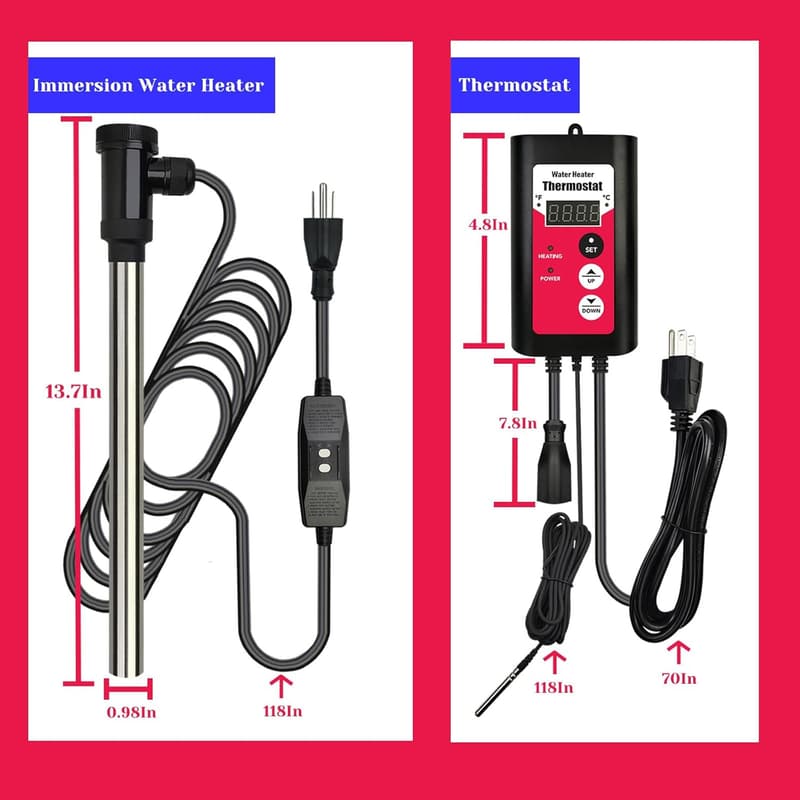 Portable Electric Immersion Heater for Hot Tubs & Pools