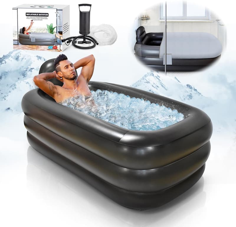 Portable Ice Bath Tub for Athletes with Air Pump (Dark Grey)