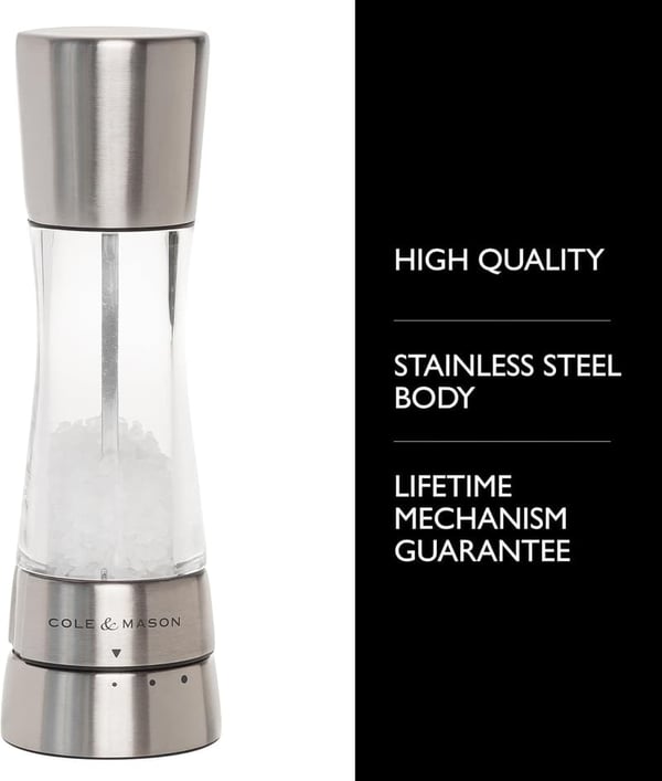 Derwent Stainless Steel Salt Grinder with Gourmet Precision Mechanism