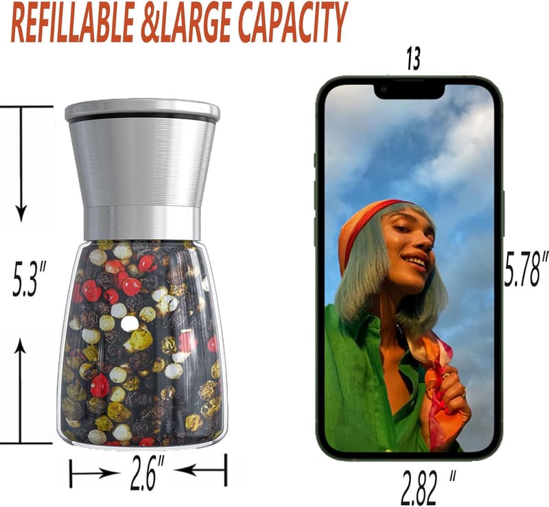 Stainless Steel Adjustable Salt & Pepper Grinder with Ceramic Blades