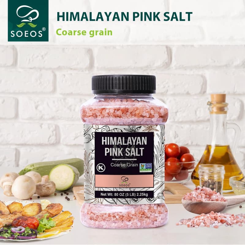 Himalayan Pink Salt Coarse Grain, 80oz - Non-GMO, Kosher