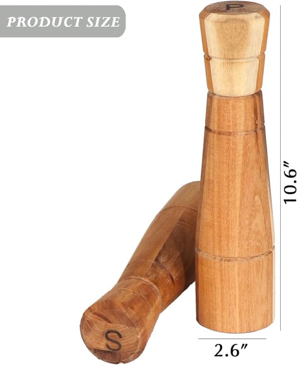 Adjustable Acacia Wood Salt and Pepper Grinder Set of 2