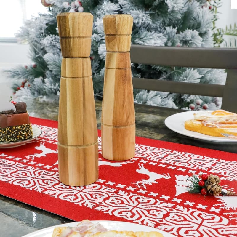 Adjustable Acacia Wood Salt and Pepper Grinder Set of 2